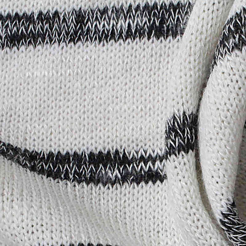 Black Horizontal-Stripe Chunky Knit, Viscose-Poly, 211 gsm