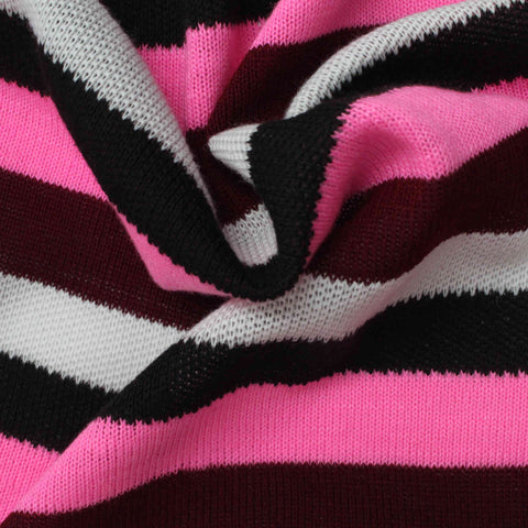 Pink Horizontal-Stripe Rib Knit
