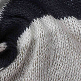 Dark Blue Horizontal-Stripe Rib Knit, Viscose-Poly — texture