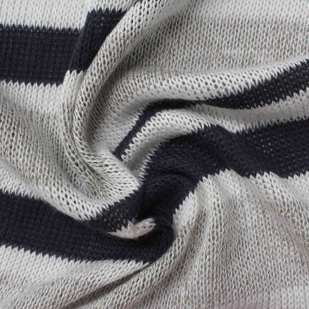 Dark Blue Horizontal-Stripe Rib Knit, Viscose-Poly, 155 gsm