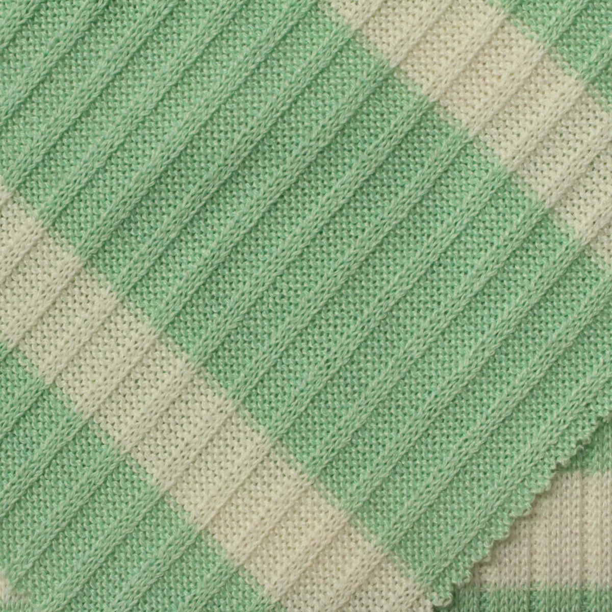 Light Green Check Rib Knit, Polyester