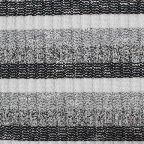 White Horizontal-Stripe Rib Knit, Viscose-Poly, 200 gsm