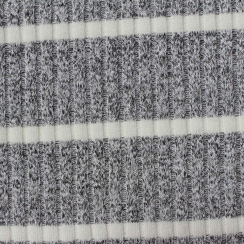 White Horizontal-Stripe Jersey Knit, Viscose-Poly, 200 gsm