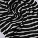 Black Horizontal-Stripe Rib Knit, Cotton-Poly