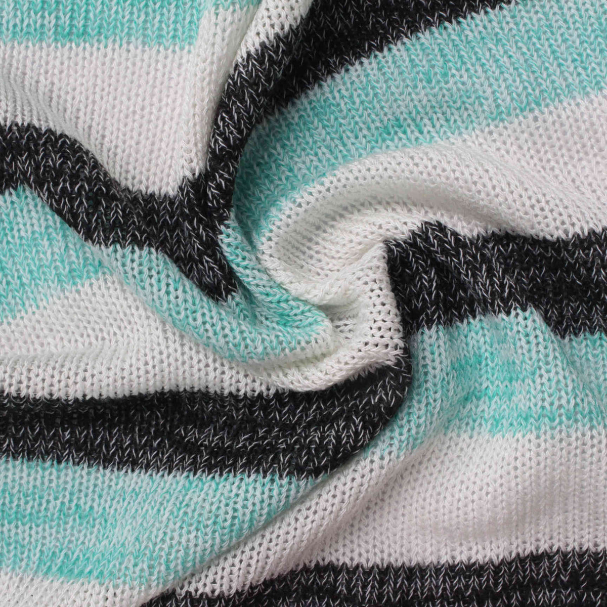 White Horizontal-Stripe Rib Knit, Poly-Viscose, 160 gsm