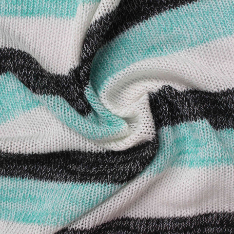 White Horizontal-Stripe Rib Knit, Poly-Viscose, 160 gsm