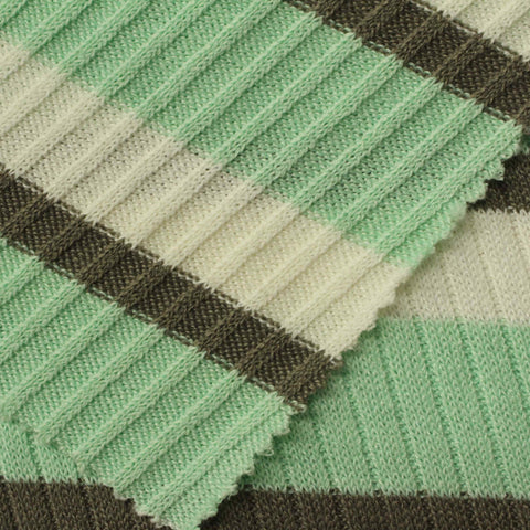 Mint Stripes Rib Knit, Polyester
