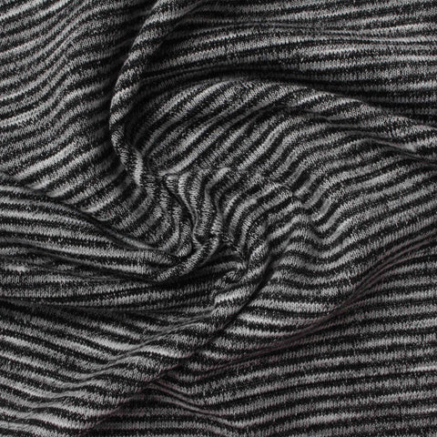 Black Horizontal-Stripe Rib Knit, Poly-Viscose, 270 gsm, 150 cm, ref EF-224330