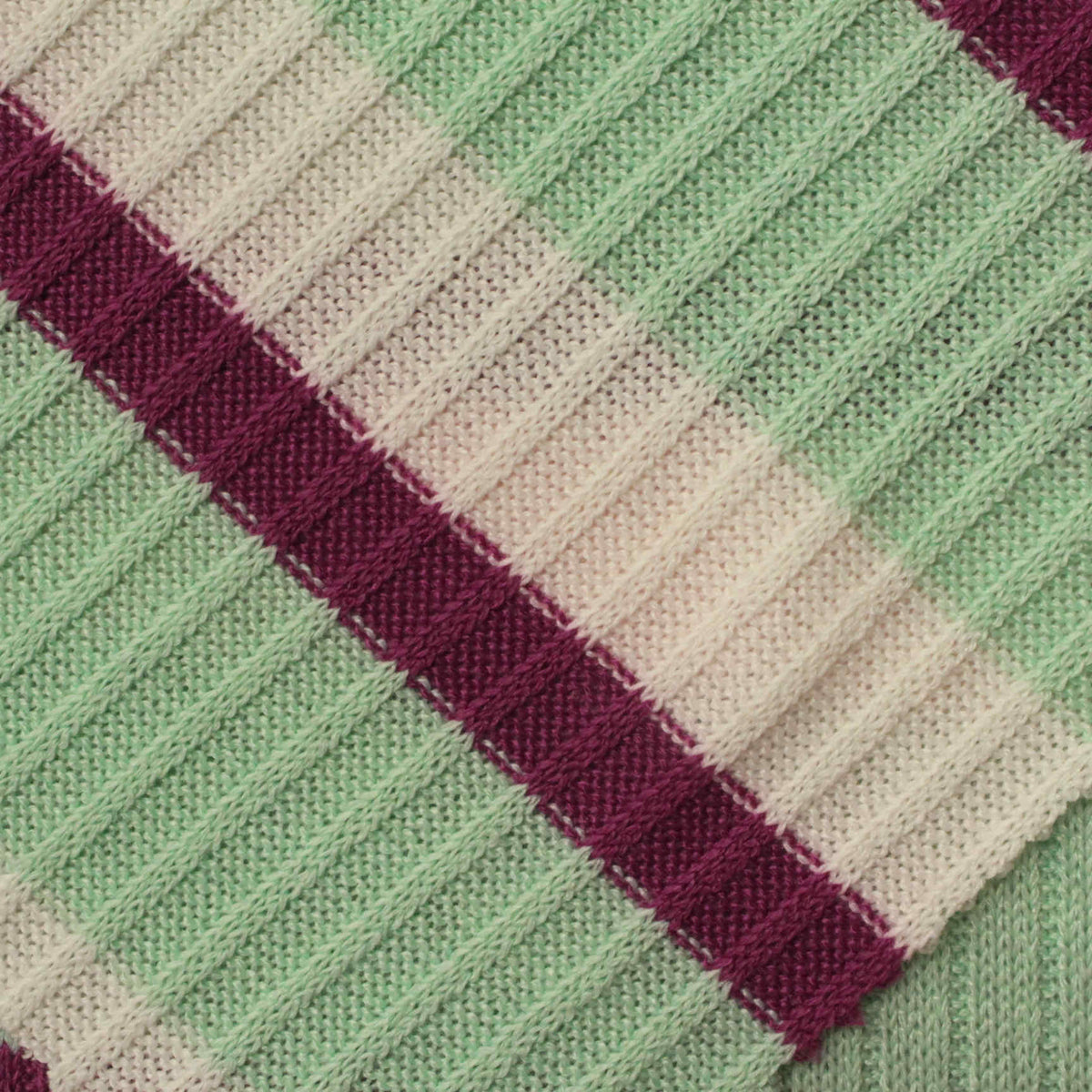 Light Green Diagonal-Stripe Rib Knit, Polyester