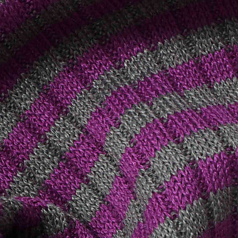 Purple Horizontal-Stripe Rib Knit, Polyester, 253 gsm