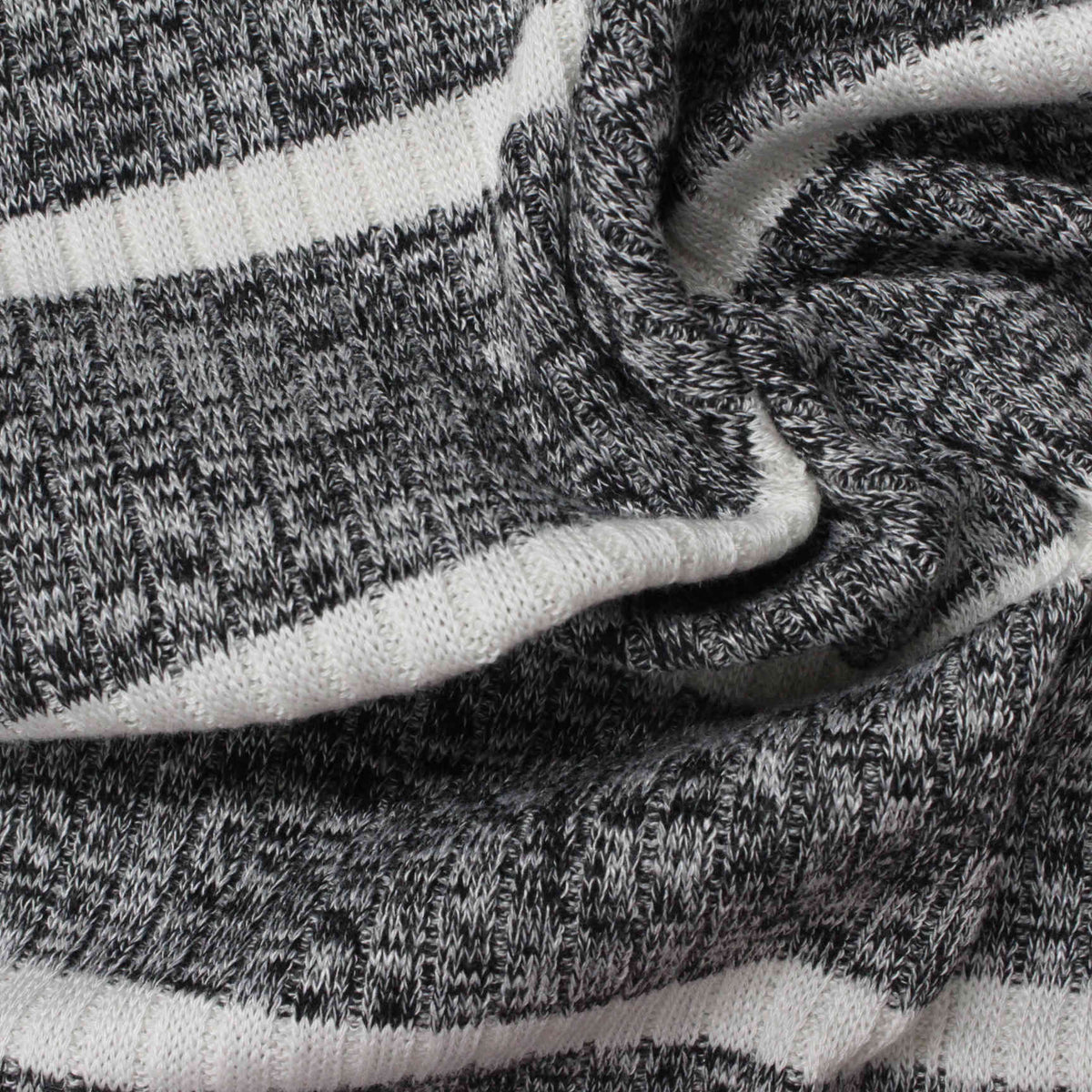 White Stripe Rib Knit, Viscose-Poly