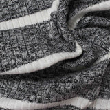 White Stripe Rib Knit, Viscose-Poly