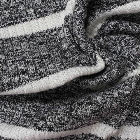 White Stripe Rib Knit, Viscose-Poly