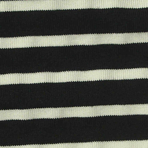 Black Horizontal-Stripe Rib Knit, Viscose, 205 gsm