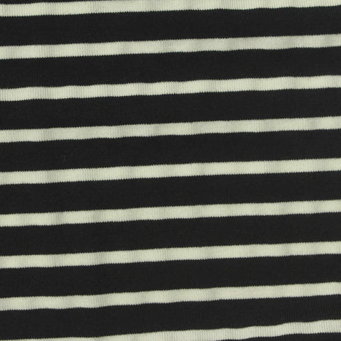 Black Horizontal-Stripe Rib Knit, Viscose, 205 gsm