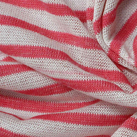 Pink Horizontal-Stripe Rib Knit, Viscose-Poly, 119 gsm