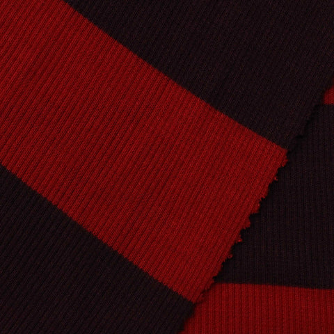Red Stripes Rib Knit, Viscose