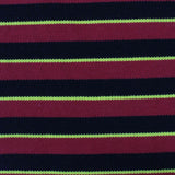 Dark Red Horizontal-Stripe Rib Knit, Cotton