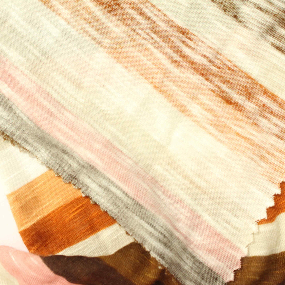 Cream Irregular-Stripe Rib Knit, Viscose
