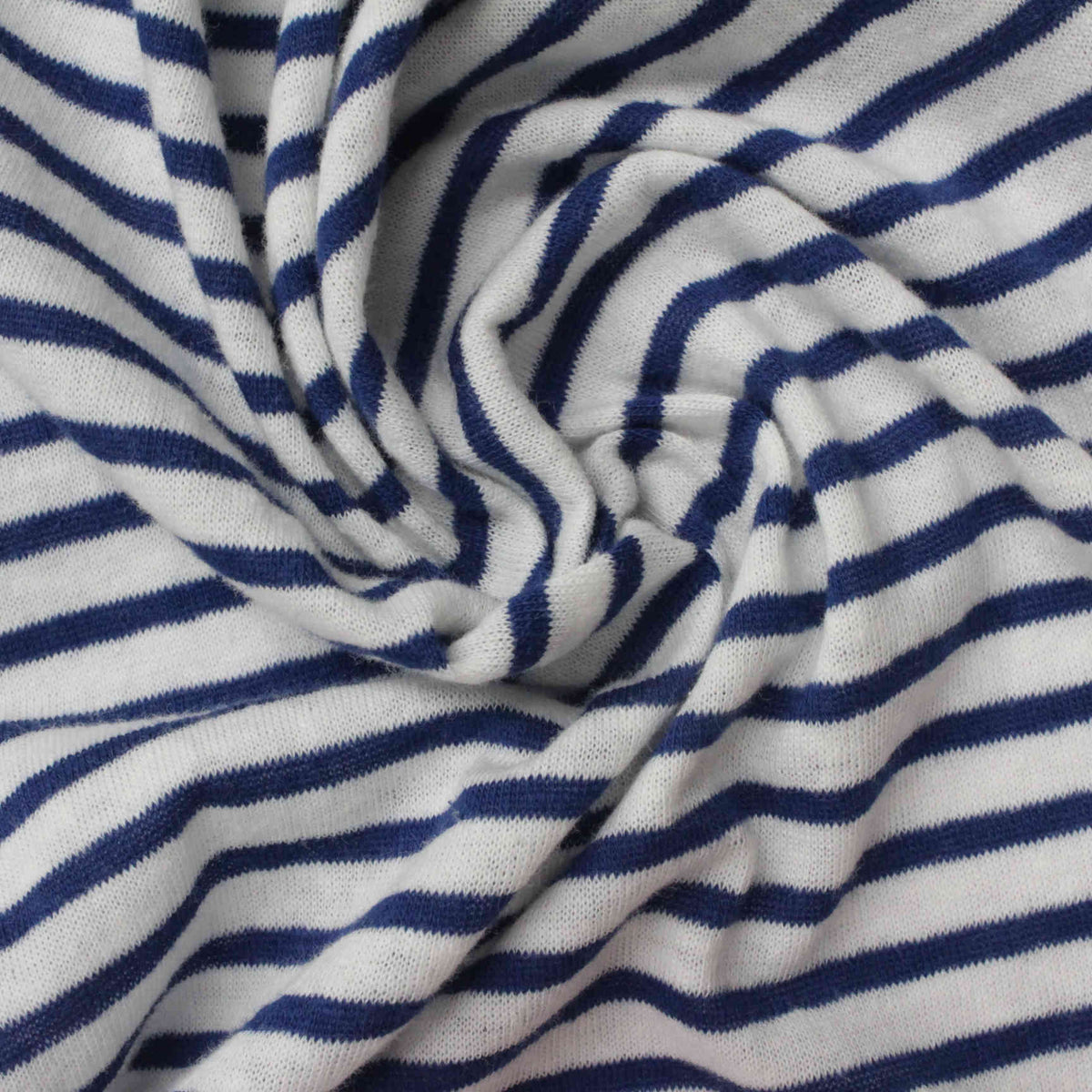 Navy Horizontal-Stripe Rib Knit, Poly-Cotton, 112 gsm