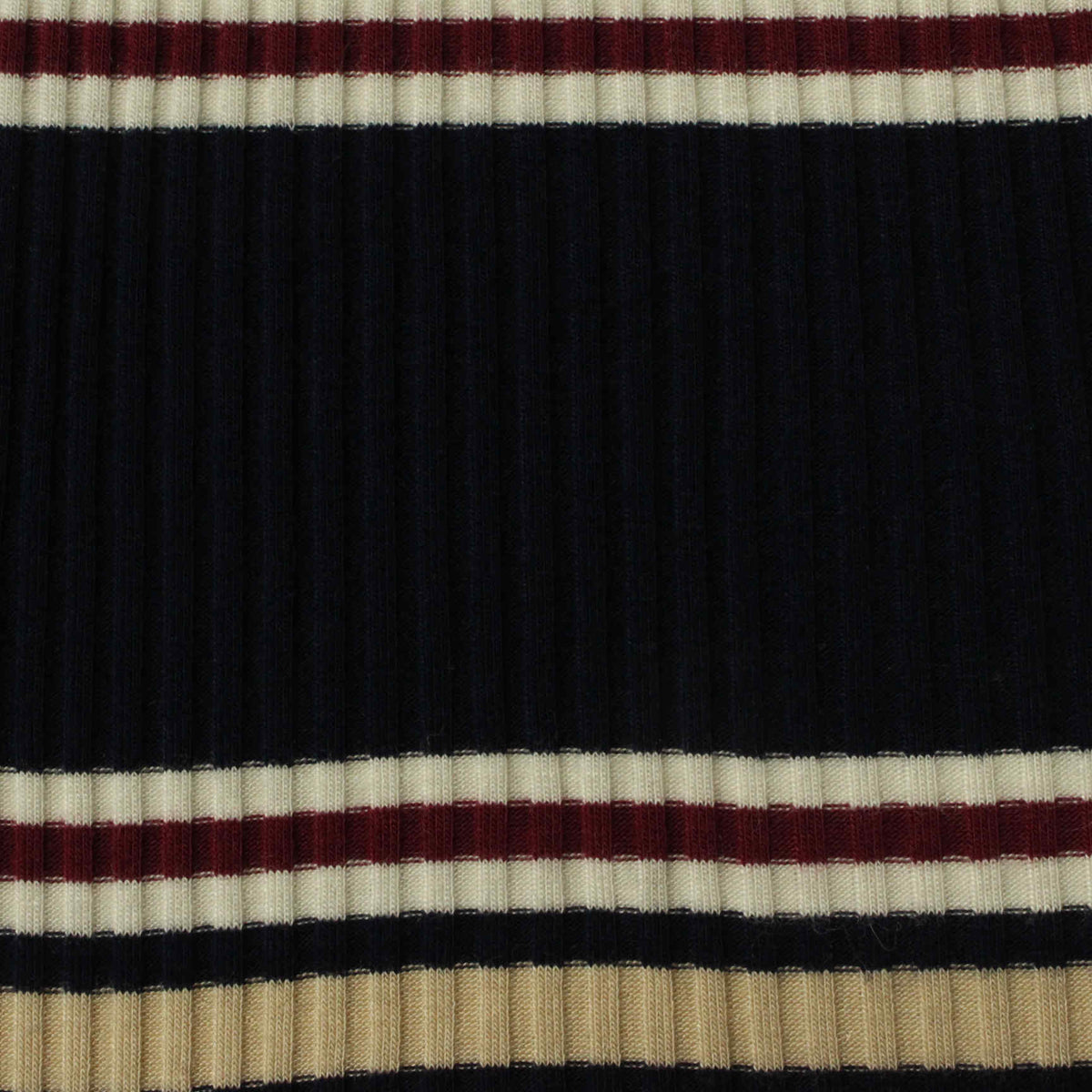 Navy Horizontal-Stripe Rib Knit, Viscose, 203 gsm