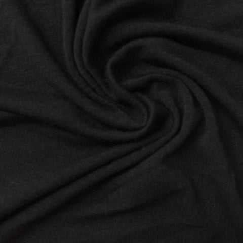 Viscose Stretch Jersey Knit Fabric, 144 gsm, 155 cm — Black