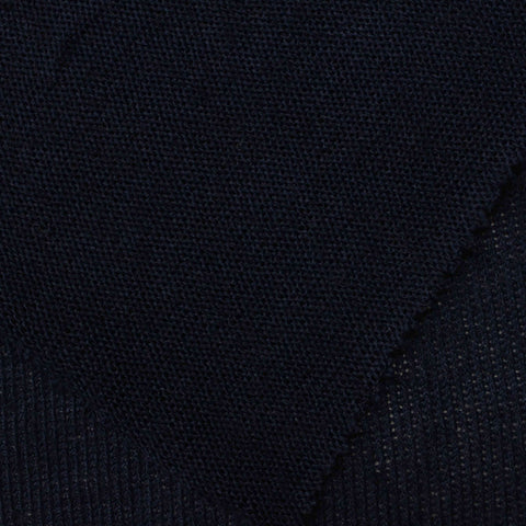 Polyester Viscose Stretch Chunky Knit Fabric, 177 gsm, 170 cm — Navy