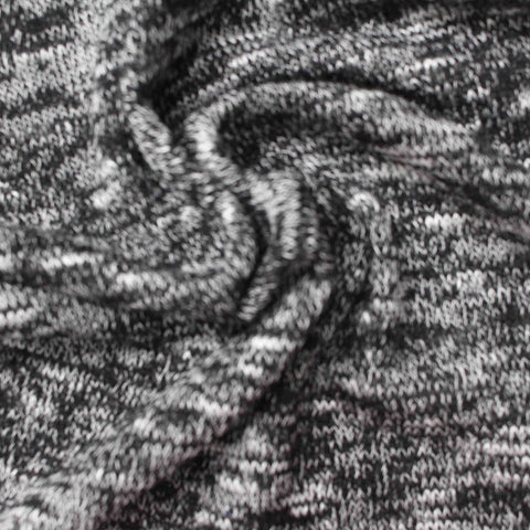 Black Marl Chunky Knit, Poly-Viscose, 175 gsm, 180 cm