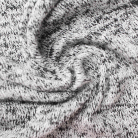 Black Marl Chunky Knit, Viscose-Poly, 175 gsm, 160 cm