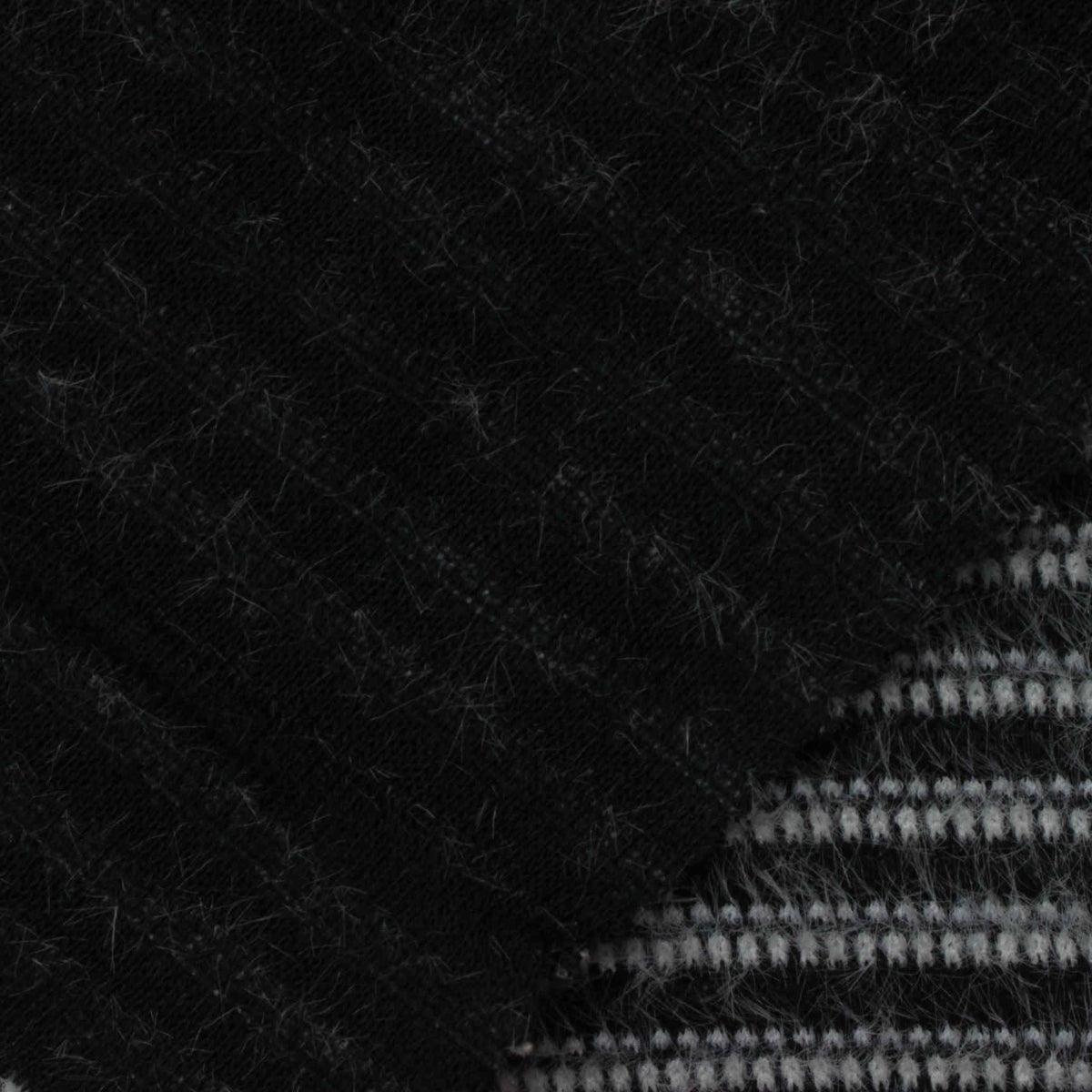 Black Horizontal-Stripe Chunky Knit, Polyester, 263 gsm