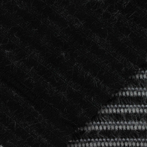 Black Horizontal-Stripe Chunky Knit, Polyester, 263 gsm