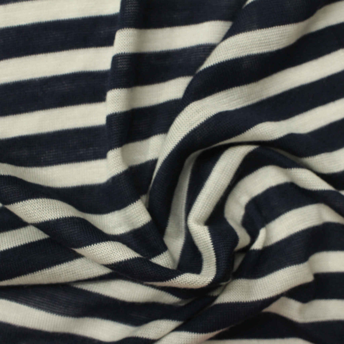 Navy Horizontal-Stripe Jersey Knit, Viscose, 135 gsm