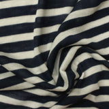 Navy Horizontal-Stripe Jersey Knit, Viscose