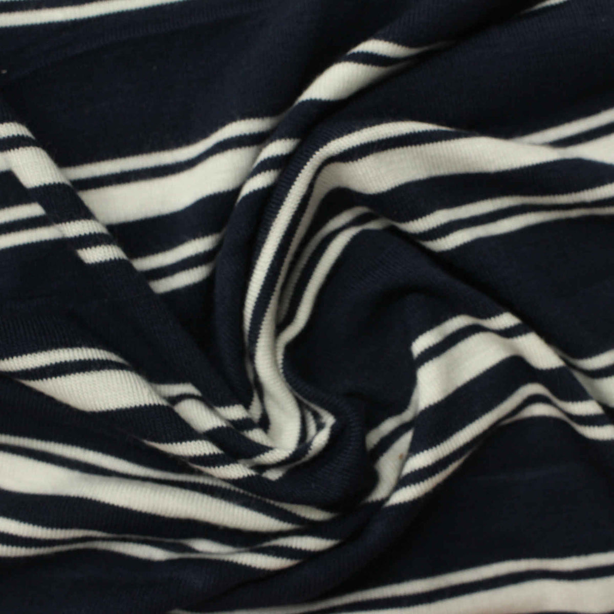 Navy Horizontal-Stripe Jersey Knit, Viscose