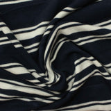 Navy Horizontal-Stripe Jersey Knit, Viscose