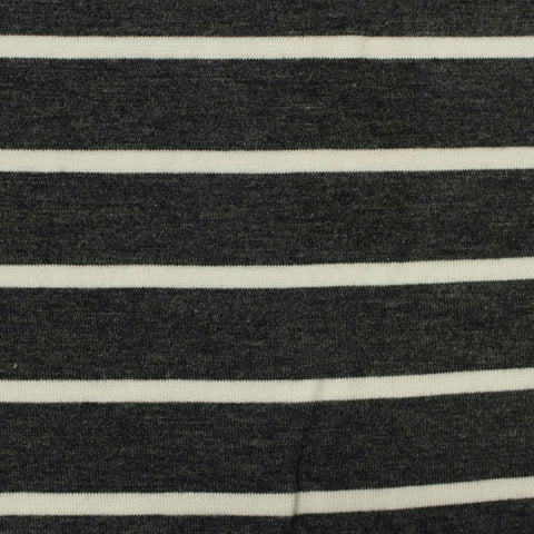 Dark Grey Horizontal-Stripe Jersey Knit, Viscose, 180 gsm