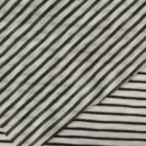 Black Stripe Jersey Knit, Poly-Viscose, 150 gsm