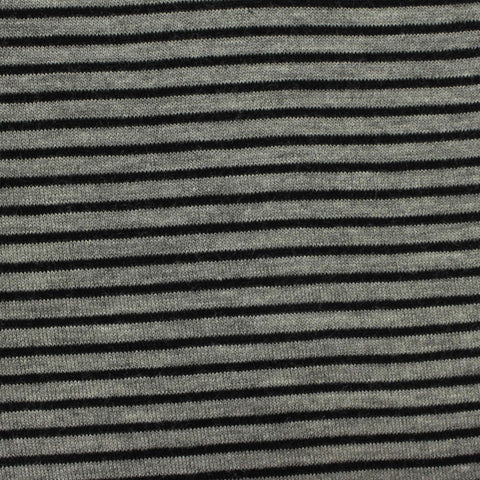 Black Horizontal-Stripe Jersey Knit, Viscose, 163 gsm