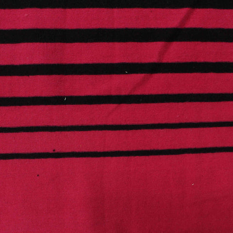 Red Horizontal-Stripe Jersey Knit, Cotton, 224 gsm