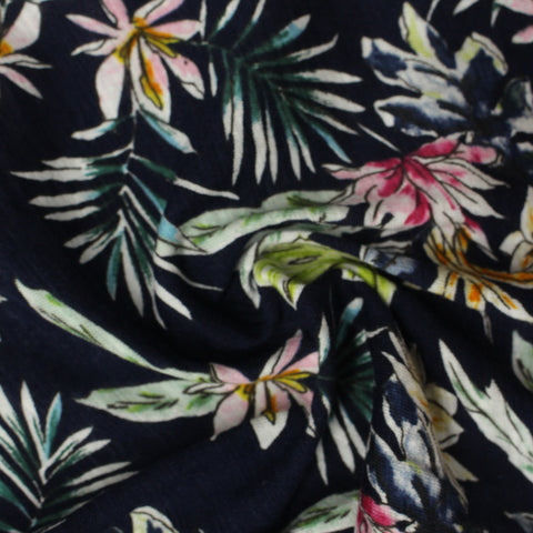 Pink Floral Jersey Knit, Cotton, 132 gsm