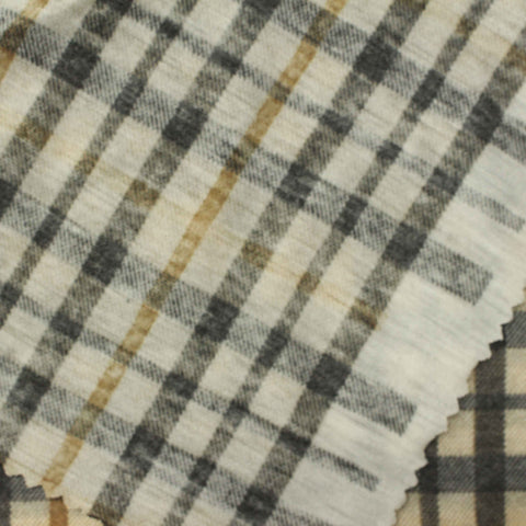 Cream Plaid Knit, Poly-Viscose