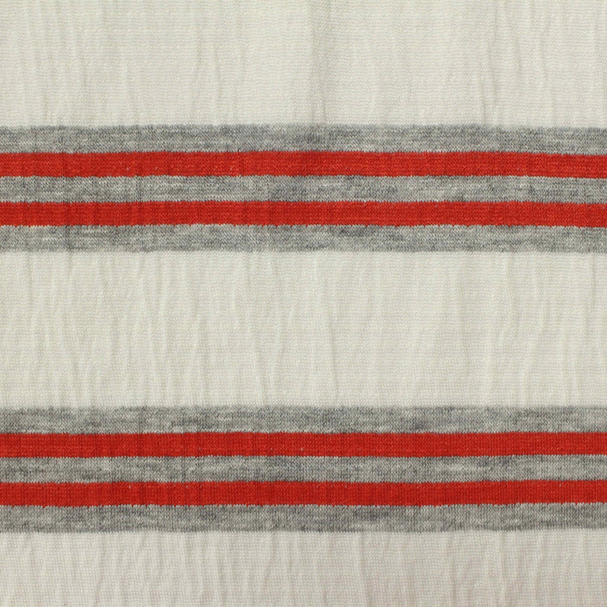 White Horizontal-Stripe Jersey Knit, Poly-Viscose, 160 gsm