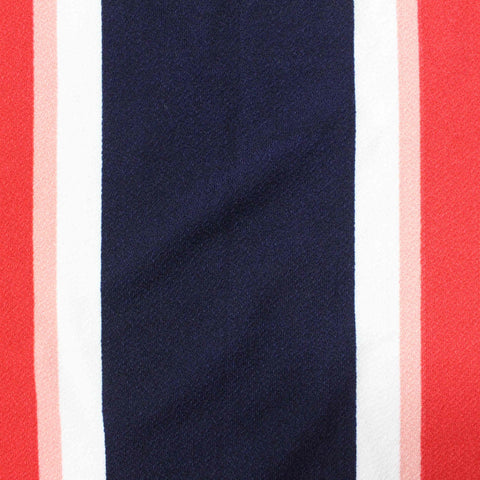 Navy Vertical-Stripe Linen-Look, Polyester