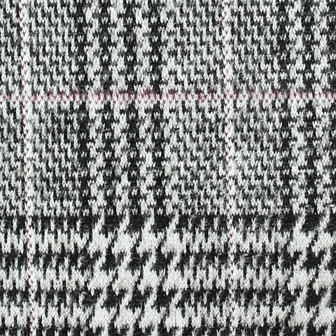 Black Plaid Knit, Poly-Viscose, 280 gsm