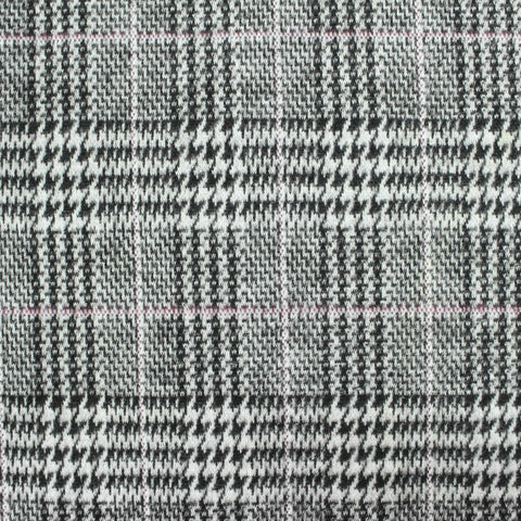 Black Plaid Knit, Poly-Viscose, 280 gsm