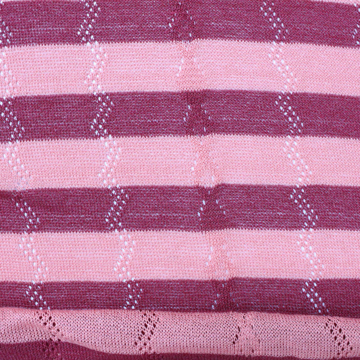 Pink Horizontal-Stripe Pointelle Knit, Viscose-Nylon, 171 gsm