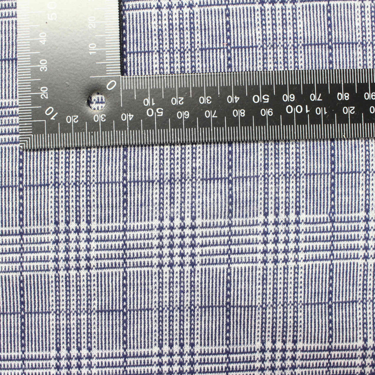 Navy Plaid Jacquard, Poly-Viscose, 277 gsm