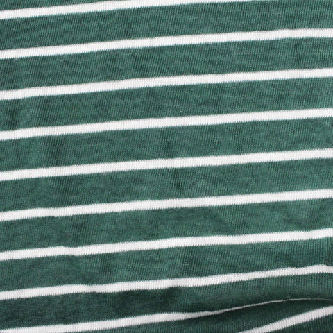 Green Horizontal-Stripe Rib Knit, Poly-Cotton