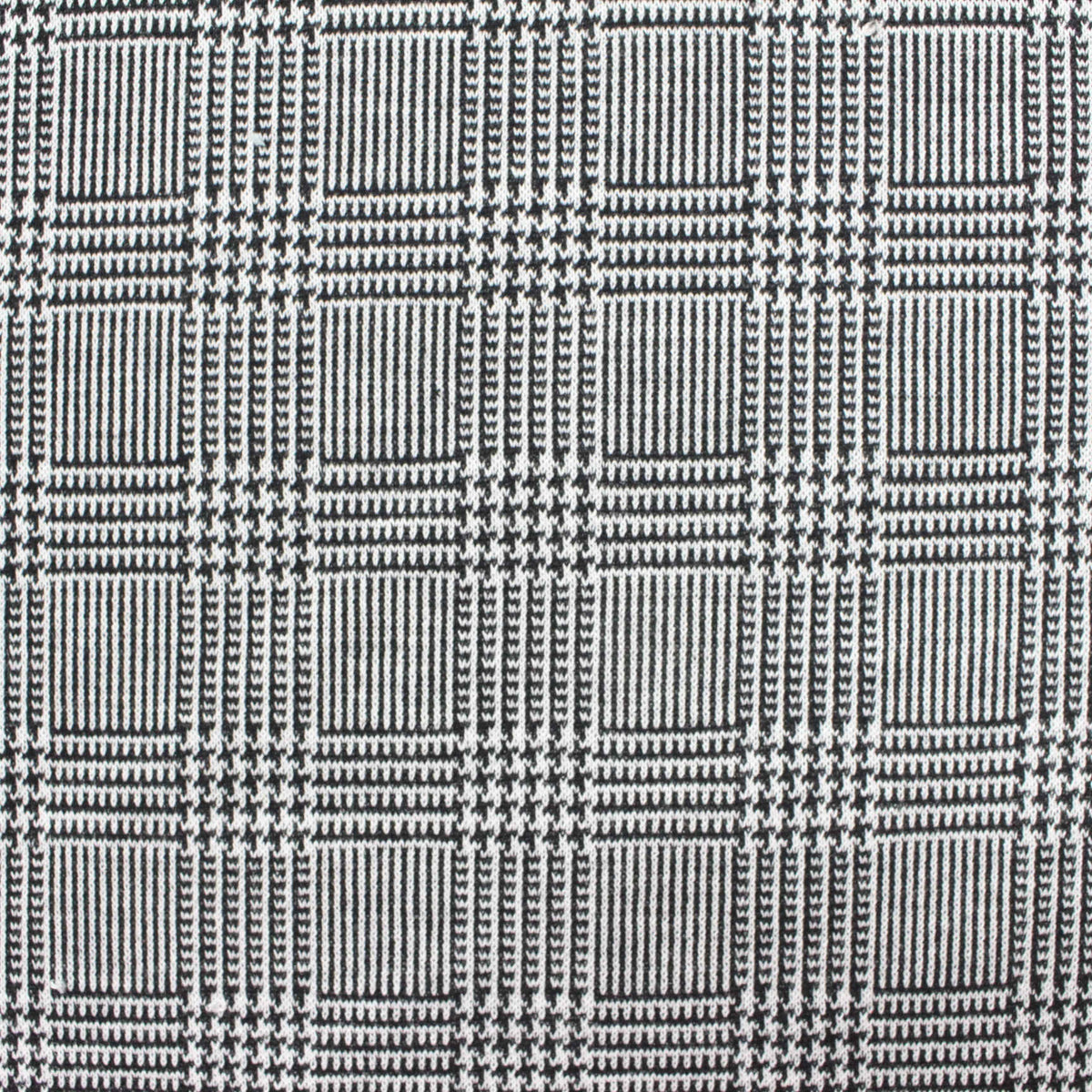Black Plaid Knit, Poly-Viscose, 252 gsm