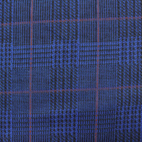 Blue Houndstooth Knit, Polyester, 200 gsm
